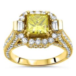 2.50ct Canary Yellow Princess Diamond Engagement Ring 14k Yellow Gold