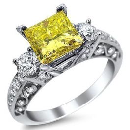 princess cut canary diamond ring