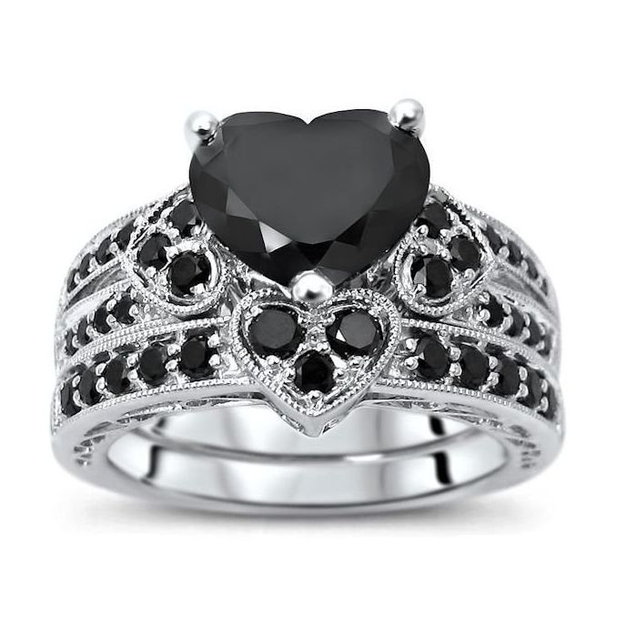 LaRaso Co His Her CZ Wedding Ring Set 3 PCS TRIO Silver Black Titanium —  LaRaso & Co