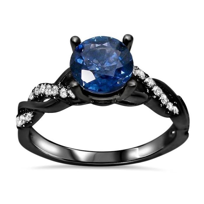 Custom Blue Sapphire and Diamond Ring - Bario Neal