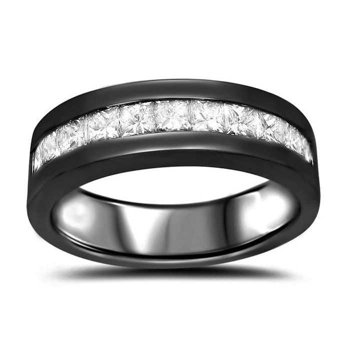 Mens princess cut 2025 diamond wedding bands