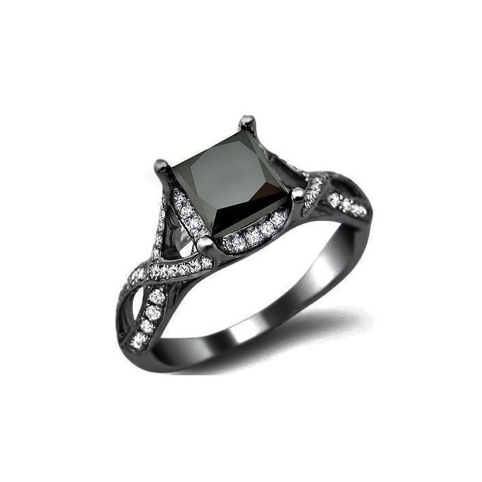 Gorgeous Rose Cut Black Diamond Ring In 14K Gold For Sale