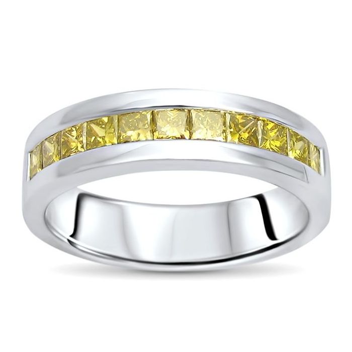 1.9 Ct. Cushion Cut Yellow Diamond Halo Half Moon Side Stones Yellow Canary  Diamond Ring (GIA Certified) | Diamond Mansion