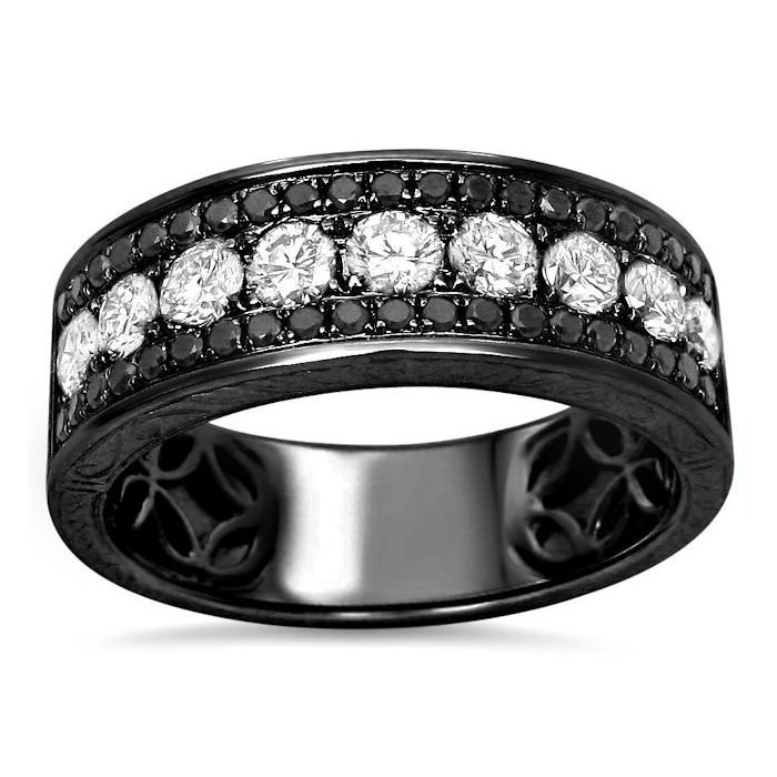 Black Diamond Gold Engagement Ring Set 14K Rose Gold Flower Engagement Rings  Unique Natural Black Diamond Rings - Camellia Jewelry