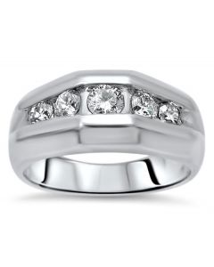 Triangle Cut Diamonds Mens Ring in 14KT White Gold – Primesettings