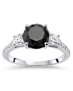 Black Diamond Three Stone Rings
