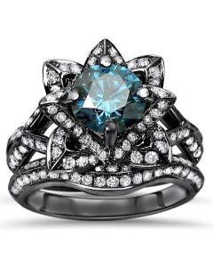 Black Gold Blue Diamond Engagement Rings